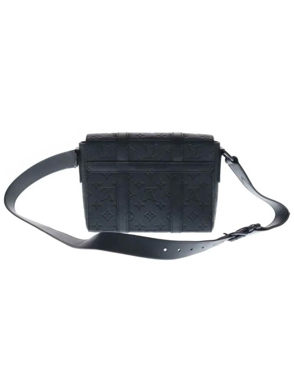 Louis Vuitton Taurillon Monogram Trunk Messenger PM Shoulder Bag Black Leather